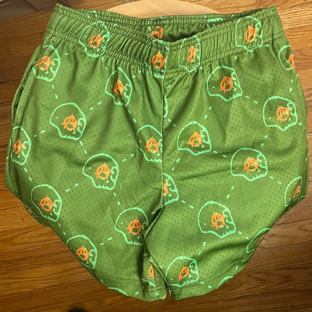 Bravest Studios Green and Orange Anarchy Athletic Shorts Size M - Trendy